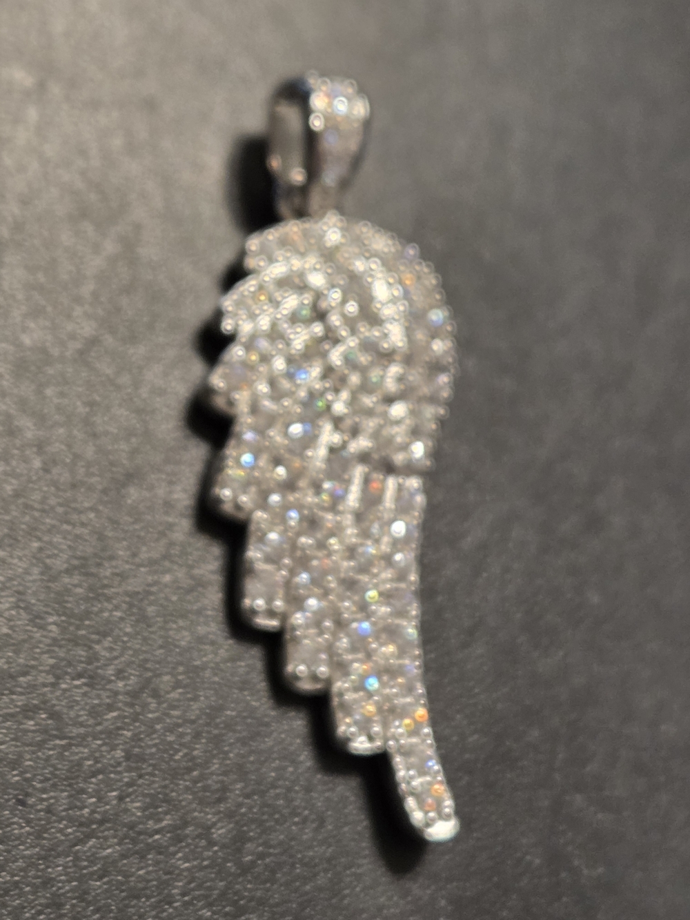 REAL VVS1 MOISSANITE Guardian Angel Wing Necklace Pendant Solid 925 Silver - Picture 9 of 12